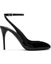 Alaïa - Chaussures À Talon Aiguille 90 Noires En Cuir De Veau Verni À Bride Arrière - Lyst