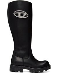 DIESEL - D-Hammer-Leather Knee-High Boots - Lyst