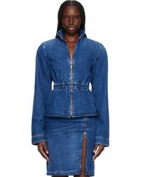 Nensi Dojaka - Hayley Peplum Bomber Denim Jacket - Lyst