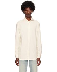 Lardini - Chemise blanc cassé en molleton lavé - Lyst