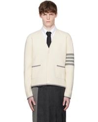 Thom Browne - Off- Milano Stitch Merino Wool 4-Bar V-Neck Cardigan - Lyst