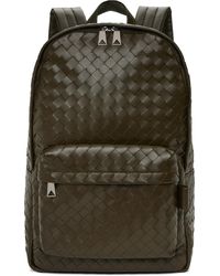 Bottega Veneta - Moyen Sac À Dos Kaki Tissé Façon Intrecciato - Lyst