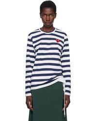 COMME DES GARÇONS PLAY - L/S Stripe Rhinestone T-Shirt - Lyst