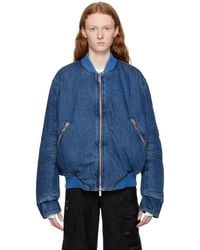 Off-White c/o Virgil Abloh - Blue Paneled Denim Bomber Jacket - Lyst