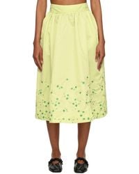 Ganni - Ssense Exclusive Green Midi Skirt - Lyst