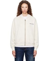 Sporty & Rich - Off- Signature Logo Embroidered Zip Hoodie - Lyst