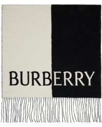 Burberry - Écharpe noir et blanc à emblème du cavalier - Lyst