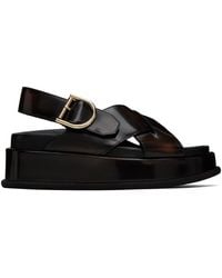 Dries Van Noten - Ssense Exclusive Brown Leather Sandals - Lyst
