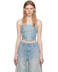 Amiri - Corset Denim Tank Top - Lyst
