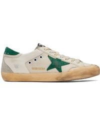 Golden Goose - Off-white & Green Super-star Sneakers - Lyst