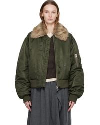 ANDERSSON BELL - Faux-fur Collar Ma-1 Bomber Jacket - Lyst