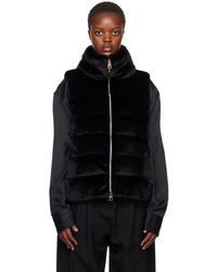 Herno - Black Quilted Faux-fur Down Vest - Lyst