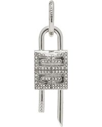 Givenchy - Silver Lock Small Crystals Hoop Single Earring - Lyst