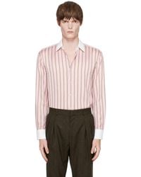 Tom Ford - Oxford Stripe Silk Jacquard Contrast Fluid Fit Shirt - Lyst
