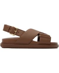 Marni - Leather Fussbett Sandals - Lyst