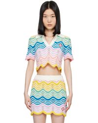 CASABLANCA - マルチカラー グラデーション ウェーブ ニットポロシャツ - Lyst