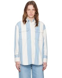 FRAME - Chemise borrowed blanc et bleu en denim - Lyst