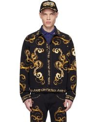 Versace Jeans Couture - Blouson Noir En Denim À Motif Chromo Couture - Lyst