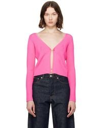 Versace - Safety Pin Ribbed Knit Fitted Cardigan - Lyst