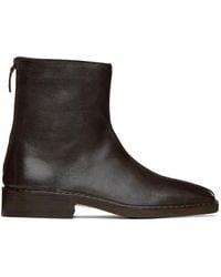 Lemaire - Brown Piped Zipped Boots - Lyst