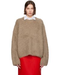 TOTEME - Taupe Boxy Alpaca Knit Sweater - Lyst