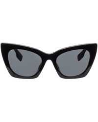 Burberry - Lunettes de soleil œil-de-chat noires à ferrures à logo - Lyst