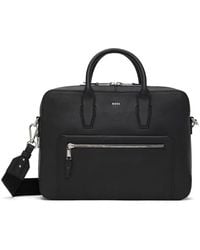 BOSS - Grained Leather Briefcase - Lyst