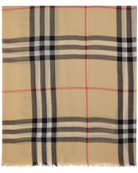 Burberry - Check Wool Scarf - Lyst