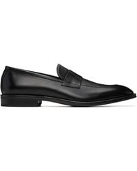 BOSS - Plain Penny Trim Leather Loafers - Lyst