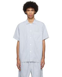 Tekla - Chemise de pyjama à manches courtes bleu et blanc - Lyst