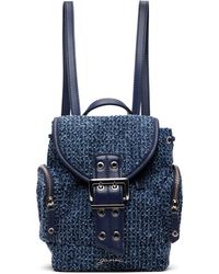 Ganni - Bucky Nano Tweed Denim Backpack - Lyst
