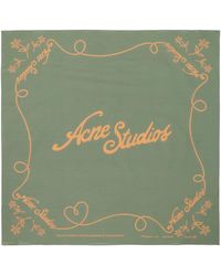 Acne Studios - Foulard vert à image à logo et texte imprimés - Lyst