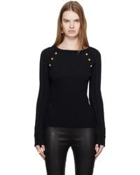 Balmain - Pull Noir En Tricot À Boutons - Lyst