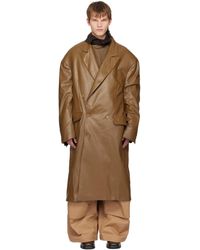 Hed Mayner - Manteau brun en cuir synthétique à double boutonnage - Lyst