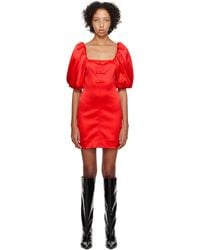 Ganni - Red Bow Minidress - Lyst