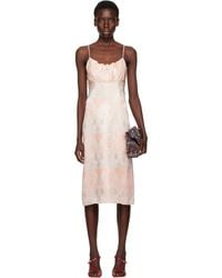 Dries Van Noten - Robe Midi Rose À Motif Fleuri En Jacquard - Lyst