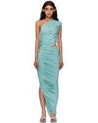 Alaïa - Robe Longue Bleue En Jersey À Découpe - Lyst