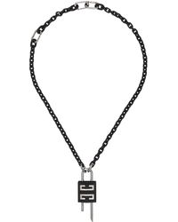 Givenchy - Collier noir et gris acier à petit pendentif de cadenas - Lyst