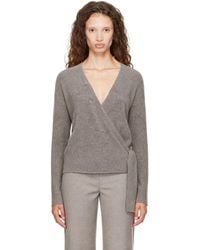 St. Agni - Taupe Cashmere Wrap Cardigan - Lyst