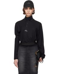 PROTOTYPES - Polo À Manches Longues Noir À Patte Décentrée - Lyst
