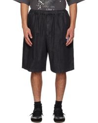 Maison Mihara Yasuhiro - Short Noir En Denim De Coton Et Tencel - Lyst