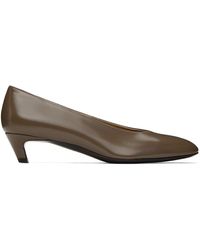 The Row - Chaussures à petit talon brunes à bout en amande - Lyst