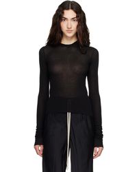 Rick Owens - Pull À Capuche Écourté À Manches Longues Noir En Tricot Côtelé - Lyst