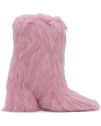 MSGM - Pink Furry Boots - Lyst