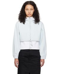 we11done - Blue Cropped Denim Hoodie - Lyst