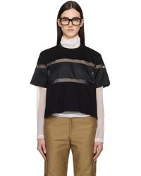 Sacai - ブラック Mix ナイロンツイル コットンジャージ Tシャツ - Lyst