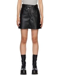 Agolde - Black Criss Cross Leather Miniskirt - Lyst