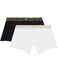 Versace - Two-pack Black & White Greca Border Boxers - Lyst