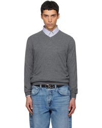 Ferragamo - Pull Gris À Col En V - Lyst