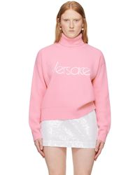 Versace - Pink Embroidered Turtleneck - Lyst
